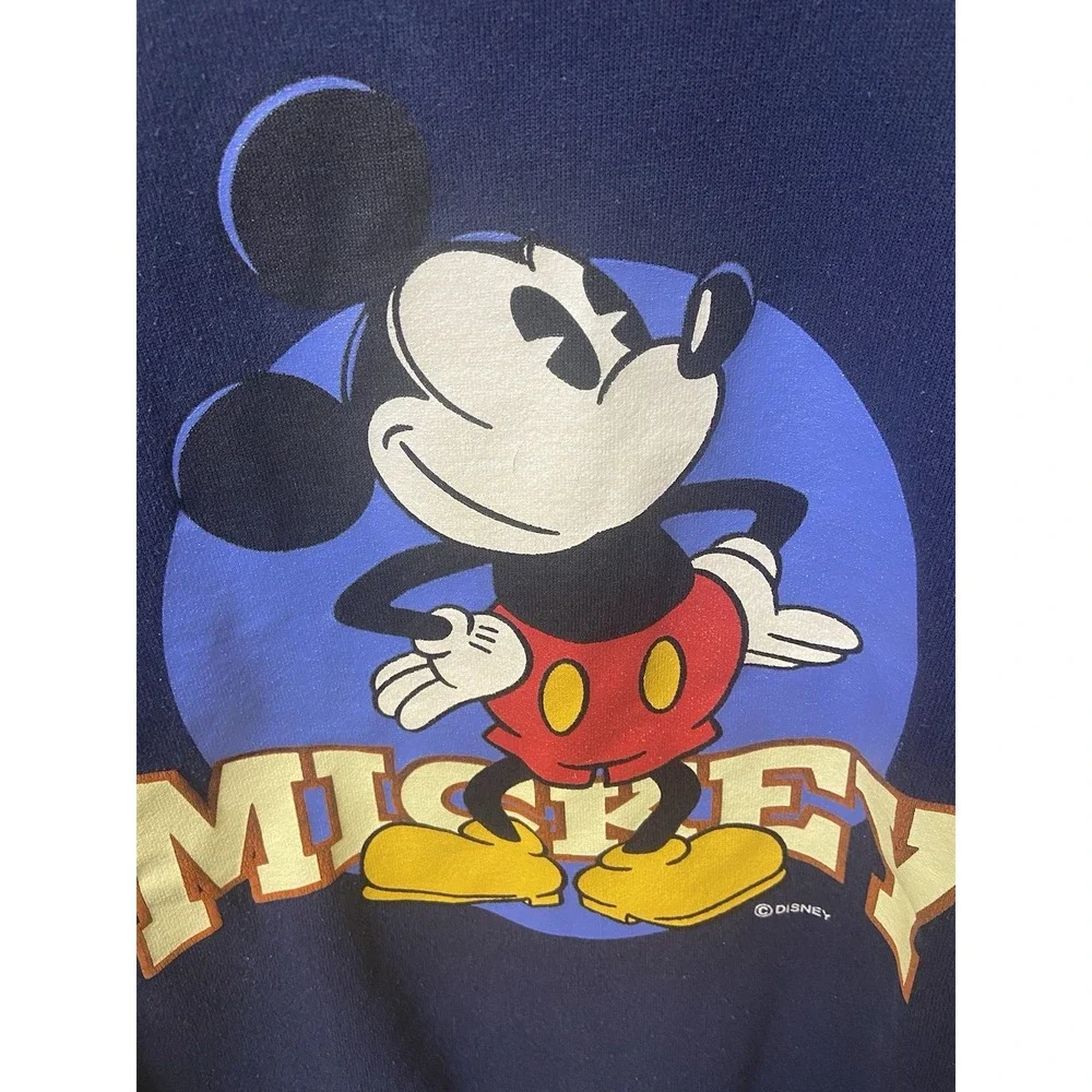VTG Disney Mickey‎ Mouse Original Navy Blue Crewneck Sweatshirt Pullover L 90s
